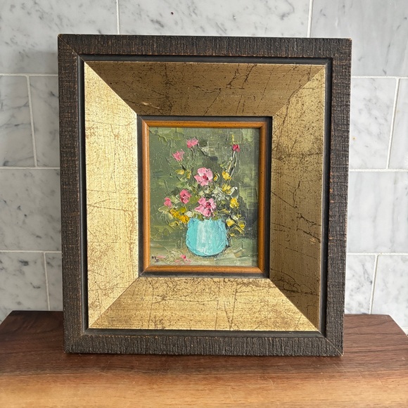 Vintage Other - Vintage Framed and Signed Original Floral Still Life Painting